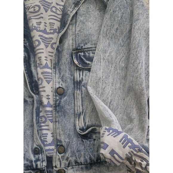 Land Rover Vintage Stone Wash Jean Jacket With Leather  Size L - Picture 2 of 9